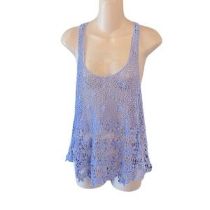 Y2K Fang Crocheted Top Lavender Purple Whimsigoth M Festival Open Knit